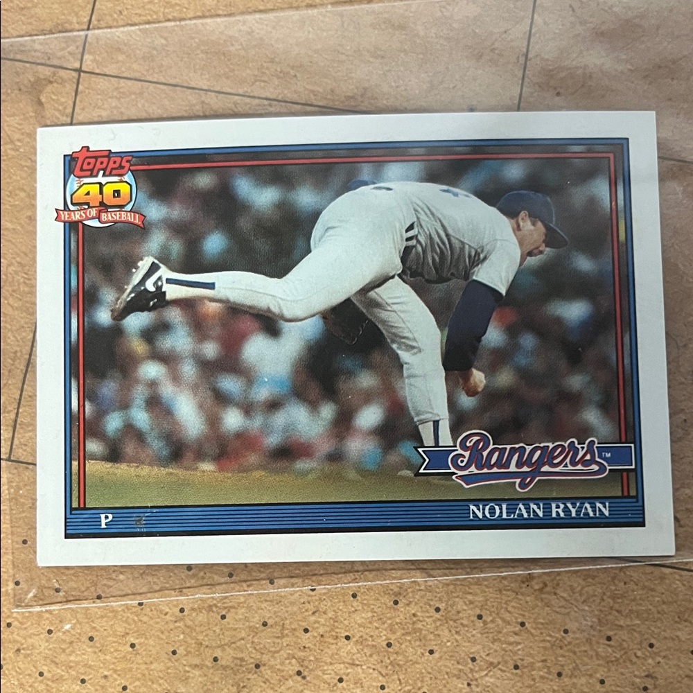 Topps Rangers Baseball Card - Blue and White